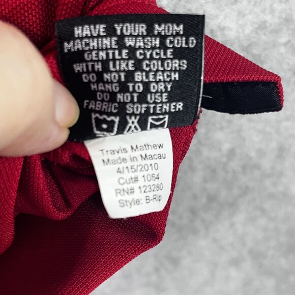 Travis‎ Mathew Polo Shirt Mens Small Red White Stripe Golf Performance Stretch - Picture 8 of 13